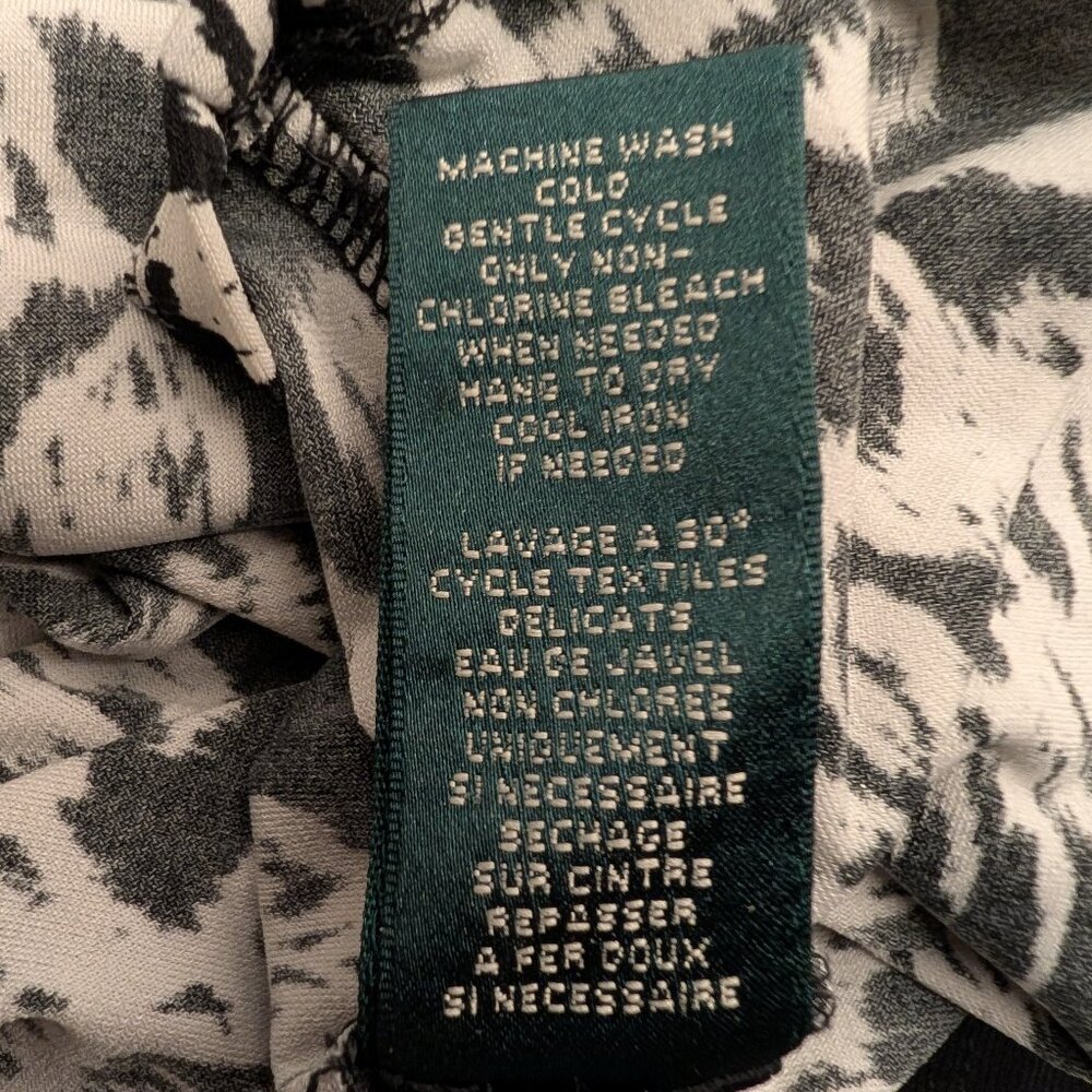 Lauren Ralph Lauren Black and White Floral Dress with 3/4 Sleeve- Size 2 - Picture 6 of 8